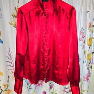 APOSTROPHE Red Satin Women's Blouse Size - XL Valentine's Day Top